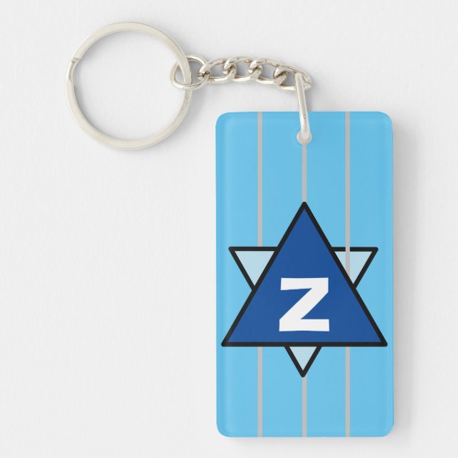 Blue Abstract Monogram Keychain (Front)