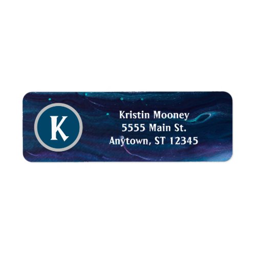 Blue Abstract Monogram Label