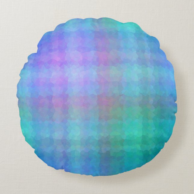 Blue Abstract Mosaic Seamless Pattern Round Pillow (Front)