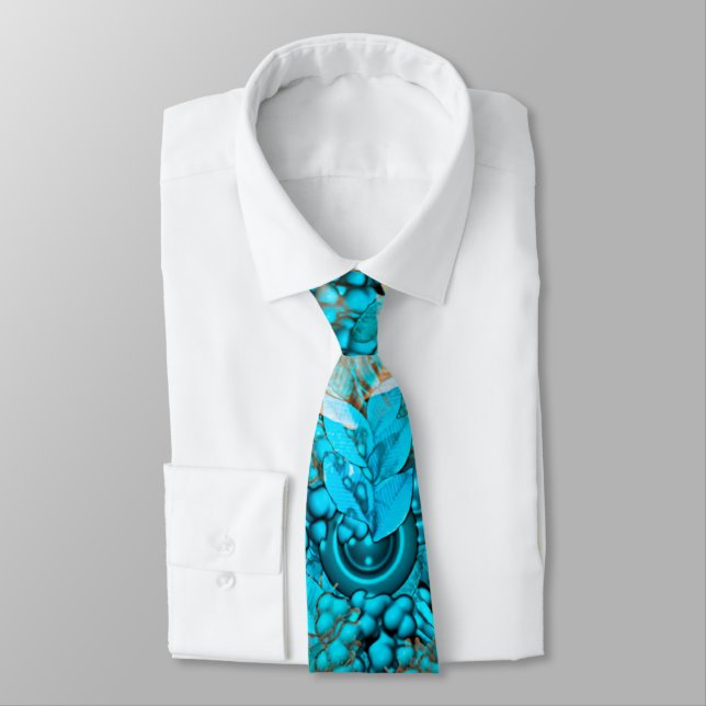 Blue Abstract Neck Tie (Tied)