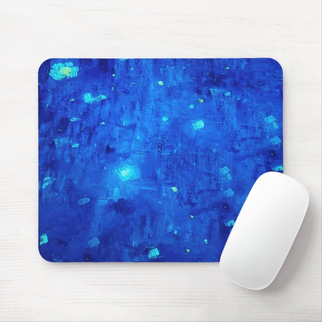 Blue Abstract Neon Outer Space Mouse Pad (With Mouse)