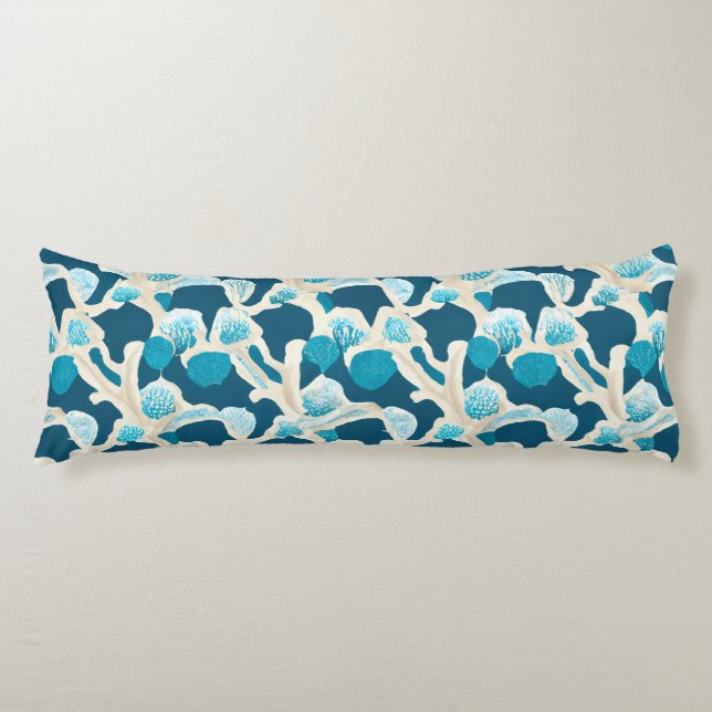 Blue Abstract Ocean Floor | Coastal Pattern Body Pillow (Front)