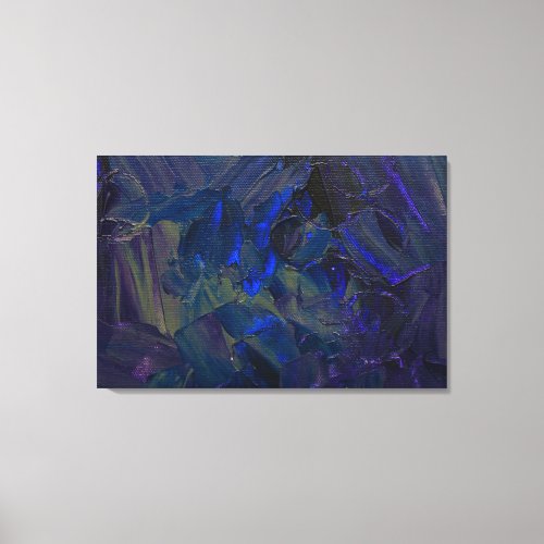 Blue Abstract Oil Paint Art Canvas Print