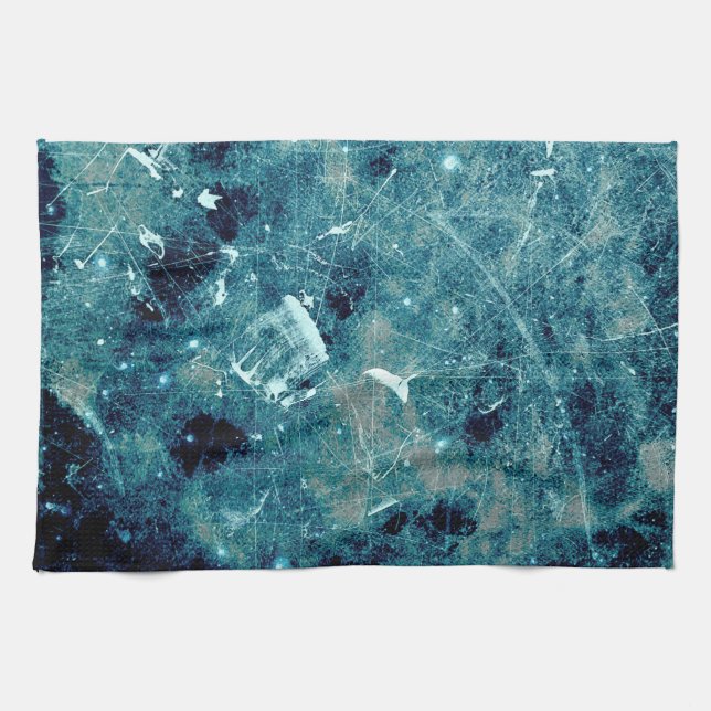 Blue abstract paint grunge style digital art towel (Horizontal)