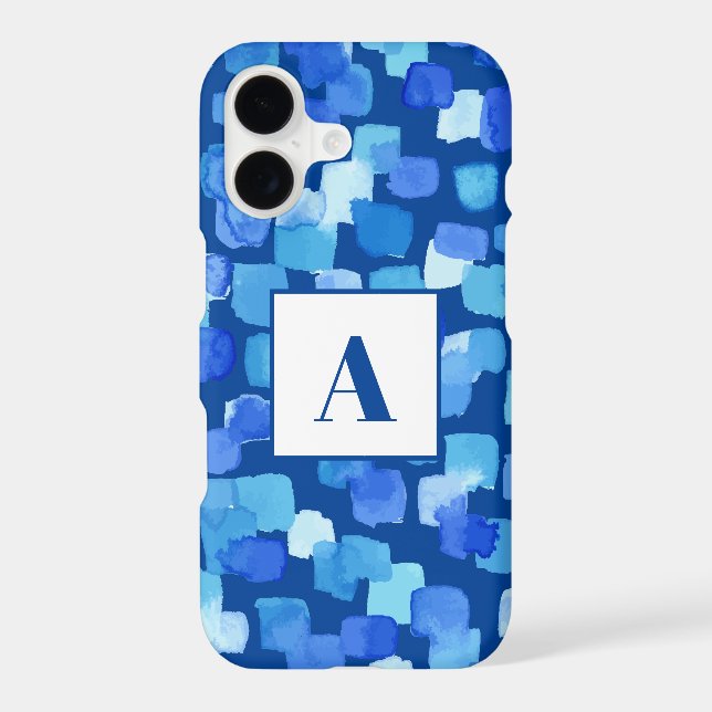 Blue Abstract Painted Squares Case-Mate iPhone Case (Back)