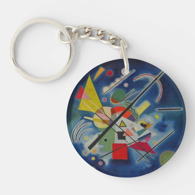 Blue Abstract Painting by Wassily Kandinsky Keychain (Front)