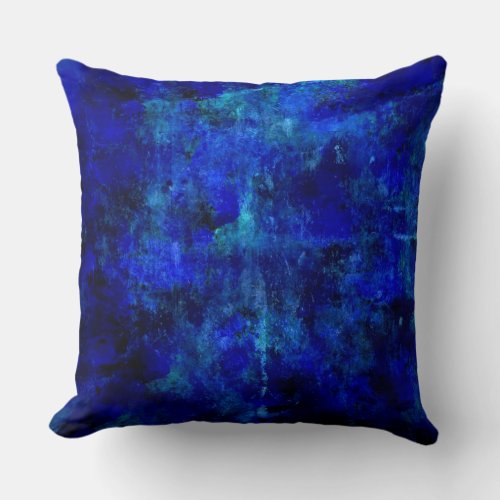 Blue Abstract Painting Throw Pillow