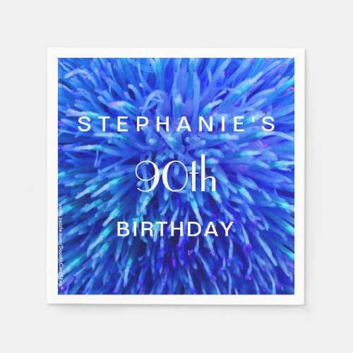 Blue Abstract Paper Napkins 90th Birthday Party