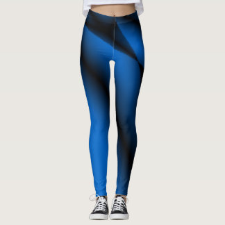 blue abstract pattern art leggings