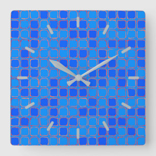 Blue Abstract Pattern Square Wall Clock