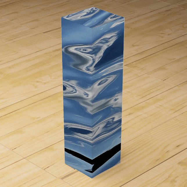 Blue abstract pattern wine box (Front)