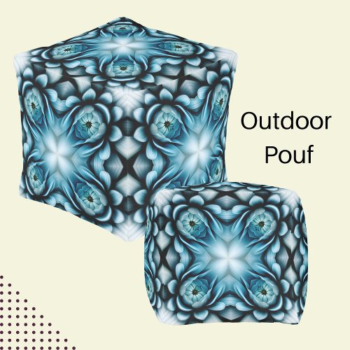 Blue Abstract Patterned  Outdoor Pouf