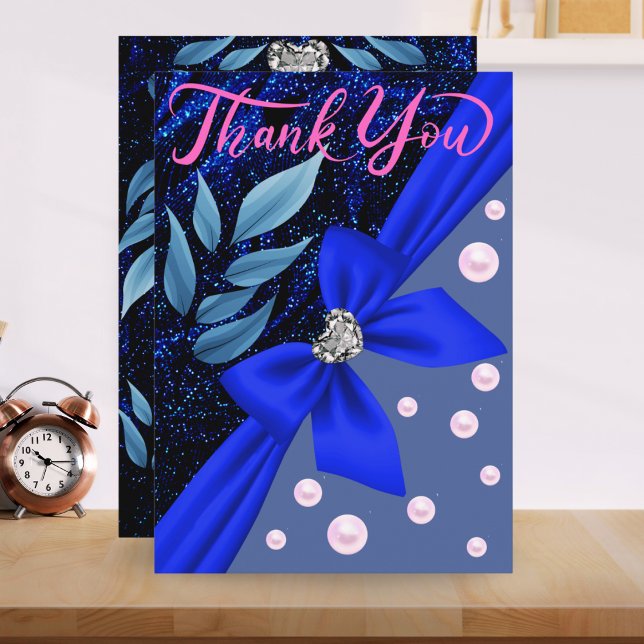 Blue Abstract Pearl Modern Trendy Boho Retirement  Thank You Card (Creator Uploaded)