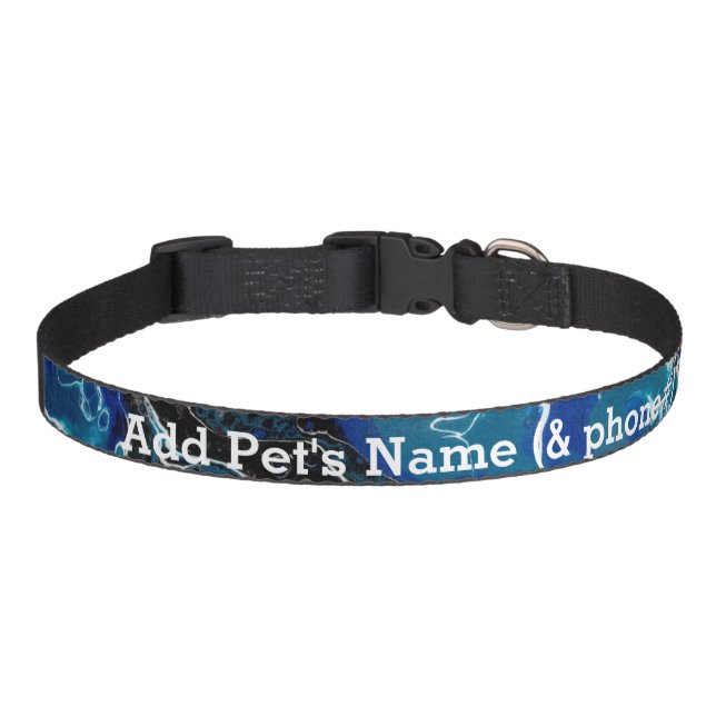 Blue Abstract Personalized Pet Collar (Front)