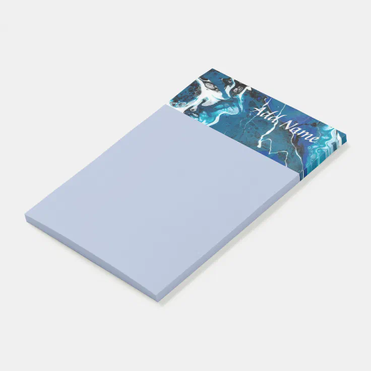 Blue Abstract Personalized Post it Note 4x6 Zazzle
