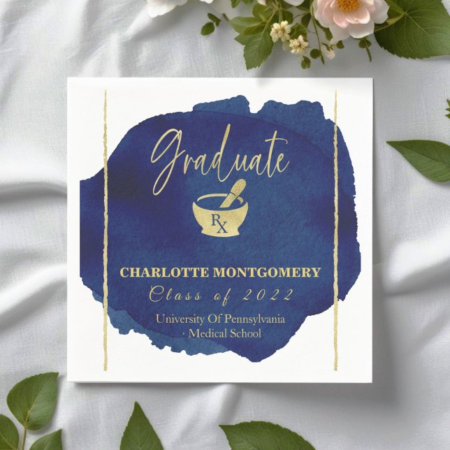 Blue Abstract Pharmacy School Graduation Napkins (Creator Uploaded)