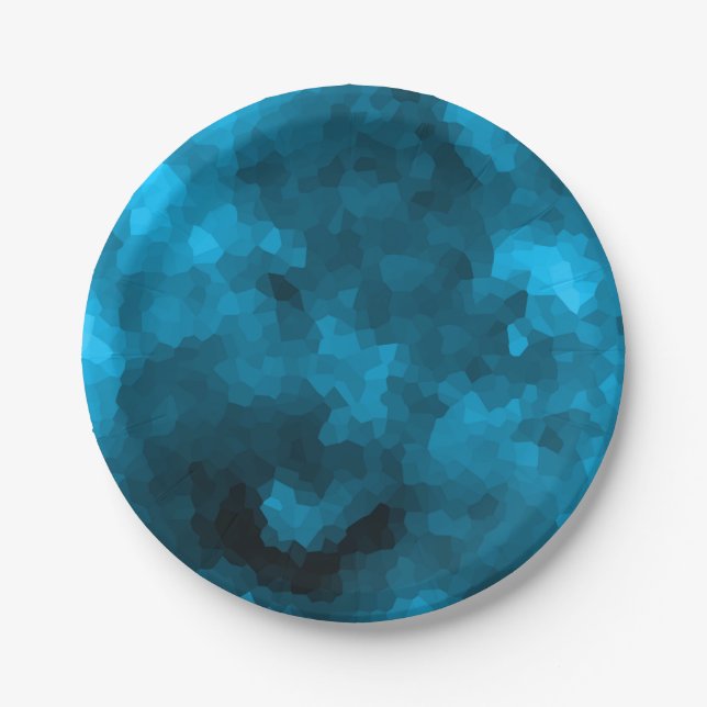 Blue abstract polygonal background paper plates (Front)