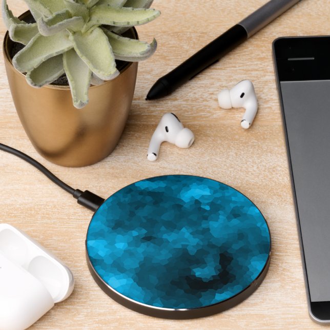 Blue abstract polygonal background wireless charger  (Desk 2)