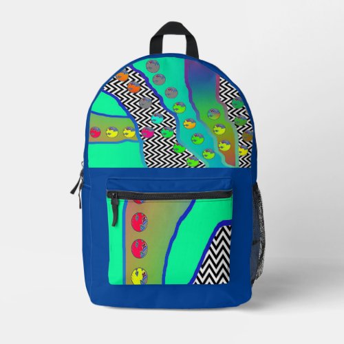 Blue Abstract  Printed Backpack