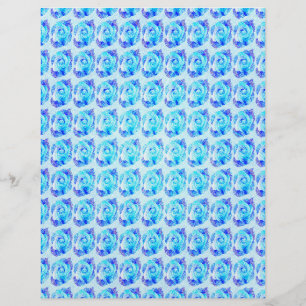 Blue Abstract Roses Bulk Scrapbook Paper Pages