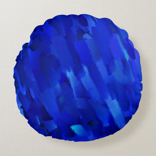 Blue Abstract Round Pillow (Front)