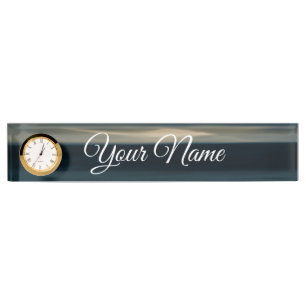 blue abstract sea name plate