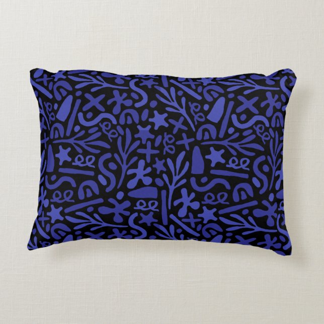 blue abstract seamless pattern accent pillow (Back)