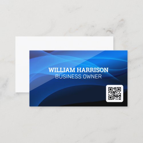 Blue Abstract Shapes  QR Code Business Card