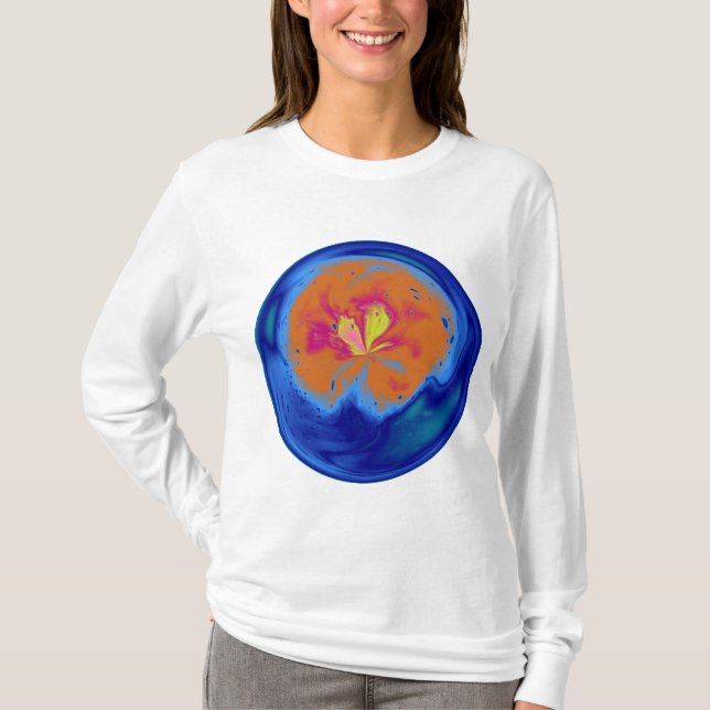 Blue Abstract Sphere with Light Effect T-Shirt (Front)