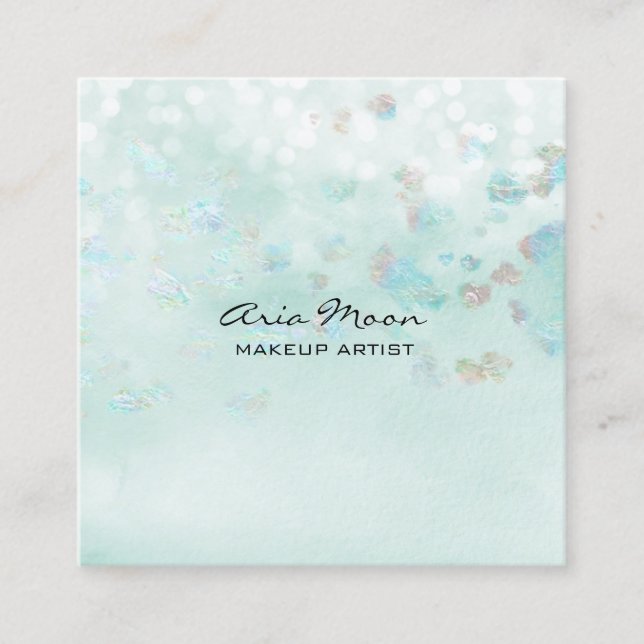 Blue Abstract Square Business Card (Front)