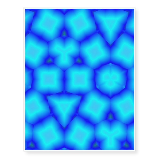 Blue abstract square triangle pattern temporary tattoos (Front)