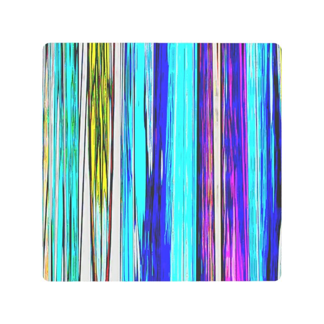 Blue Abstract Stripes 606 Metal Print (Front)