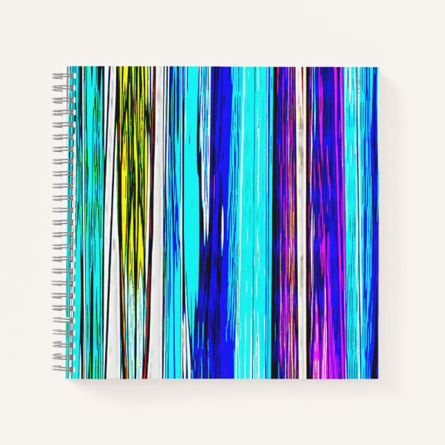 Blue Abstract Stripes 606 Notebook (Front)