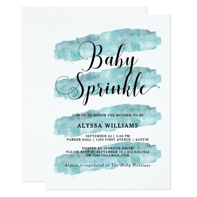 Blue Abstract Stripes | Watercolor Baby Sprinkle Invitation