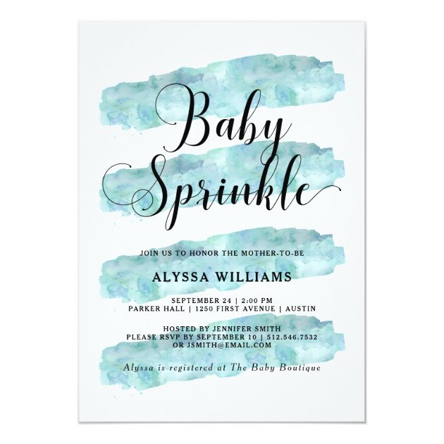 Blue Abstract Stripes | Watercolor Baby Sprinkle Invitation