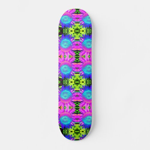 Blue Abstract Sunflower Skateboard Deck