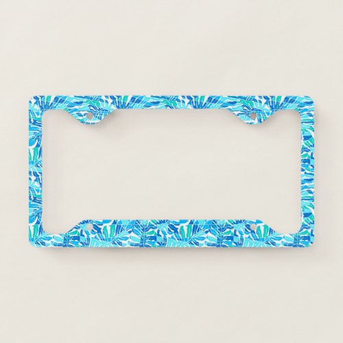 Blue abstract surf license plate frame