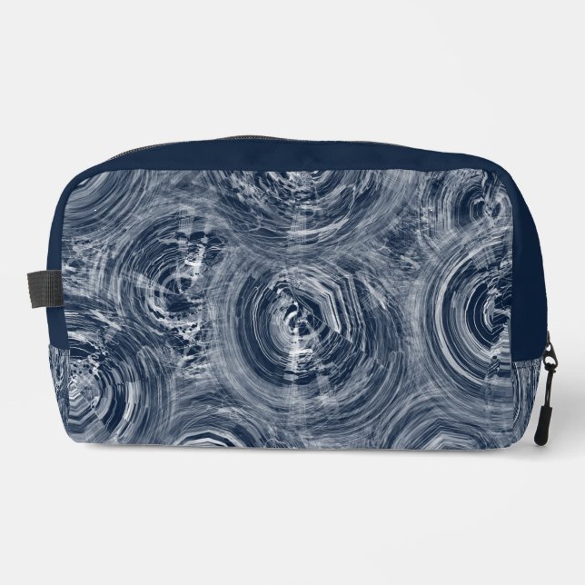 Blue Abstract Swirl Pattern – Modern Design Dopp Kit (Front)