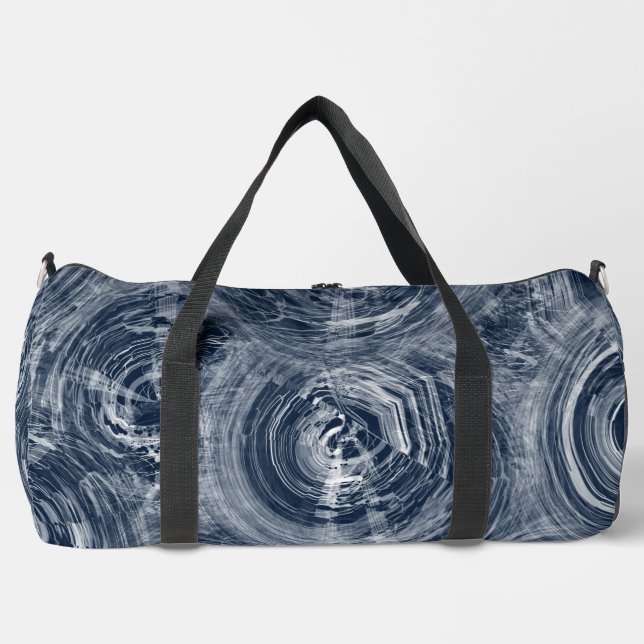 Blue Abstract Swirl Pattern – Modern Design Duffle Bag (Front)