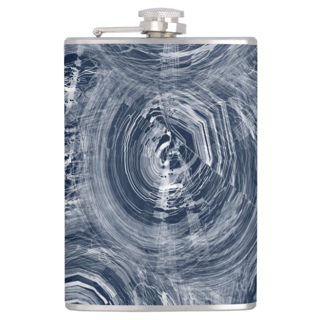 Blue Abstract Swirl Pattern – Modern Design Flask (Front)