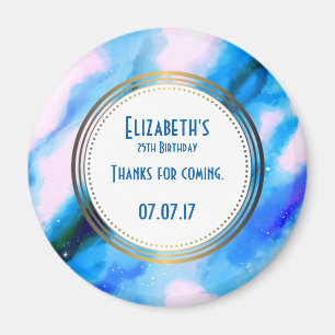 Blue Abstract W/ Gold Circle Birthday Thank You Magnet