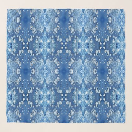 Blue Abstract Water Bubbles Chiffon Scarf