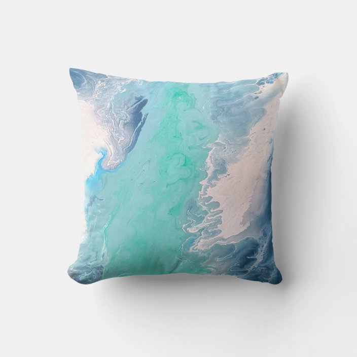 Blue Abstract Water Waves Throw Pillow Vibrant | Zazzle