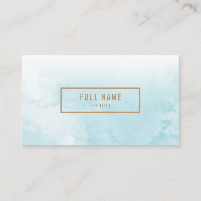 Blue Abstract Watercolor Background Business Card (Front)