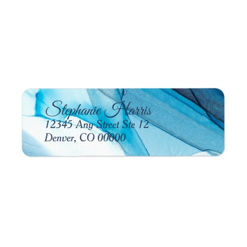 Blue Abstract Watercolor Return Address Label