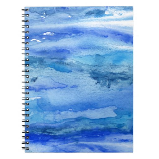 Blue Abstract Watercolor Spiral Notebook | Zazzle