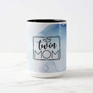 Blue Abstract Watercolor Twin Mom Two-Tone Coffee Mug