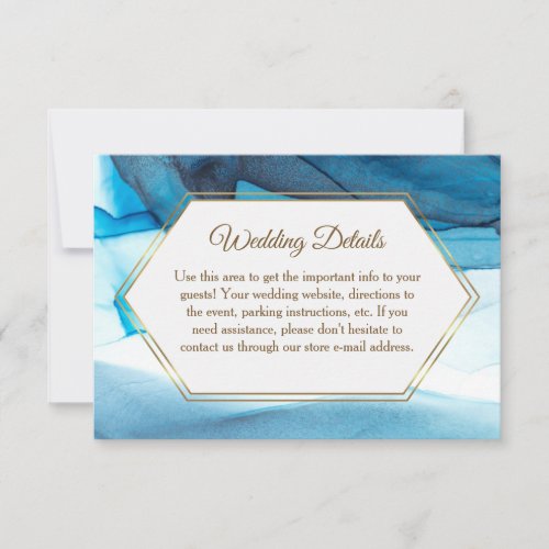 Blue Abstract Watercolor Wedding Detail Insert RSVP Card