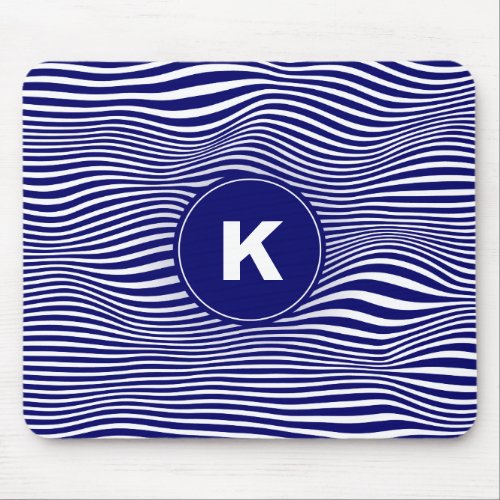 Blue Abstract Wave Lines Mousepad