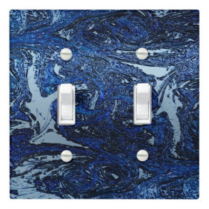 Blue Abstract Wave Splash Cool Urban Art Light Switch Cover